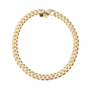 100% brass with 14k gold plating and malachite bead
Chain: 16"